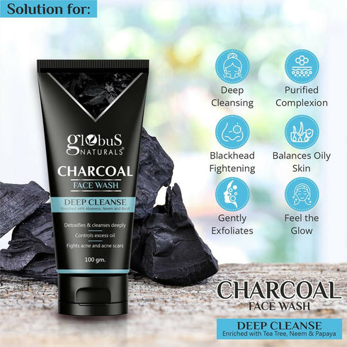 Globus Naturals Anti Pollution & Anti Acne Charcoal Face Wash
